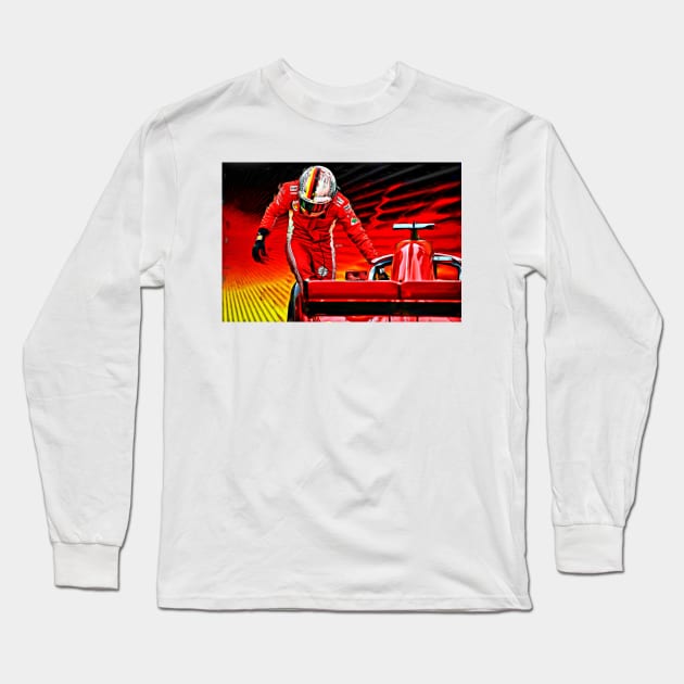 Vettel - The Years In Red Long Sleeve T-Shirt by DeVerviers